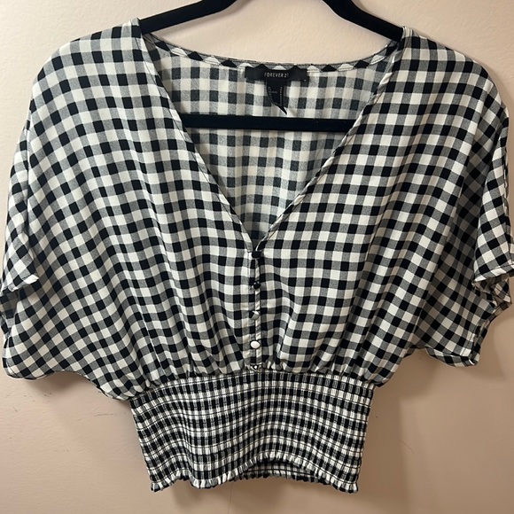 Black & White Checkered Blouse - Picture 1 of 5